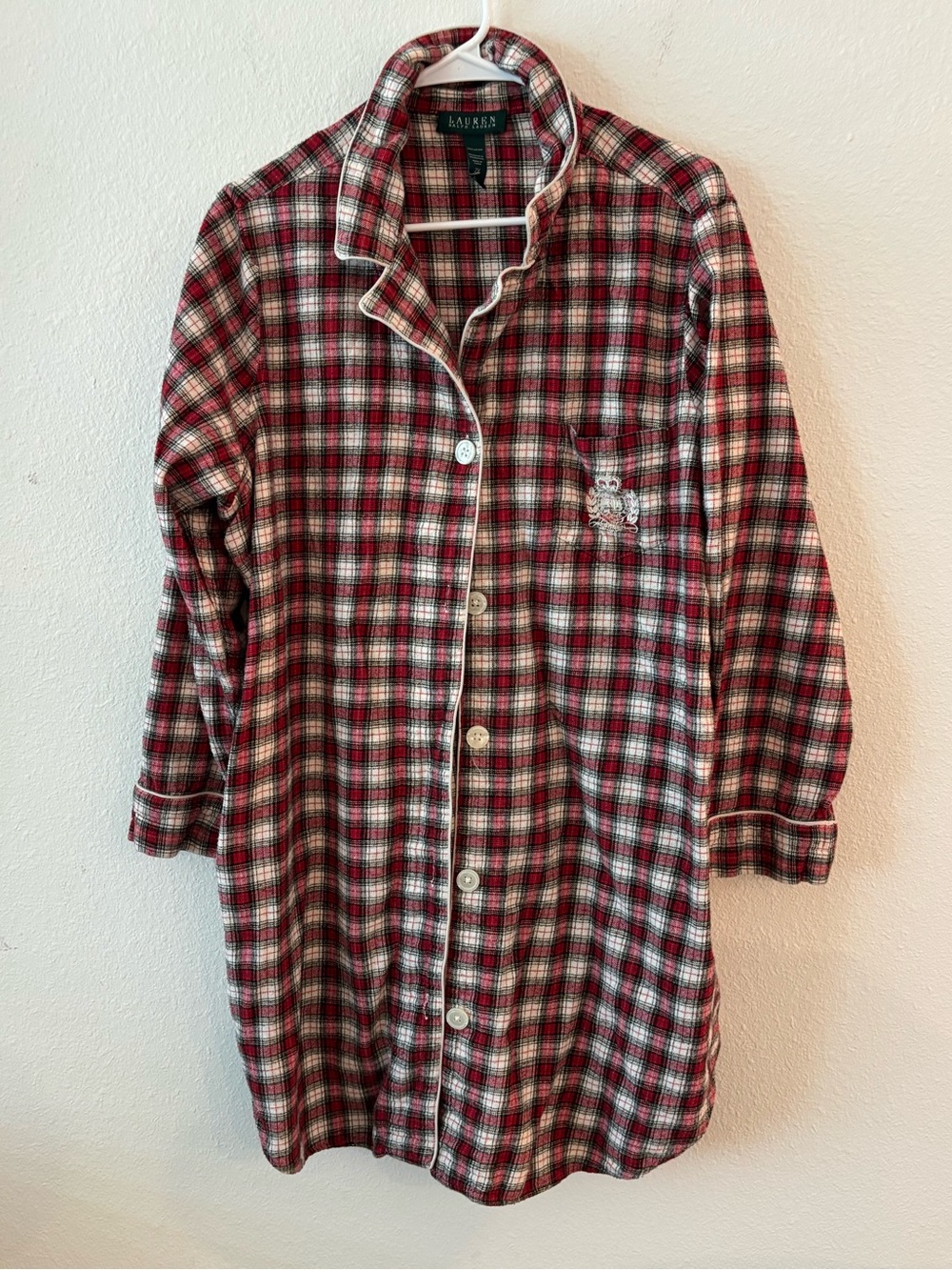Ralph Lauren Red Plaid Button-Front Pajama Top